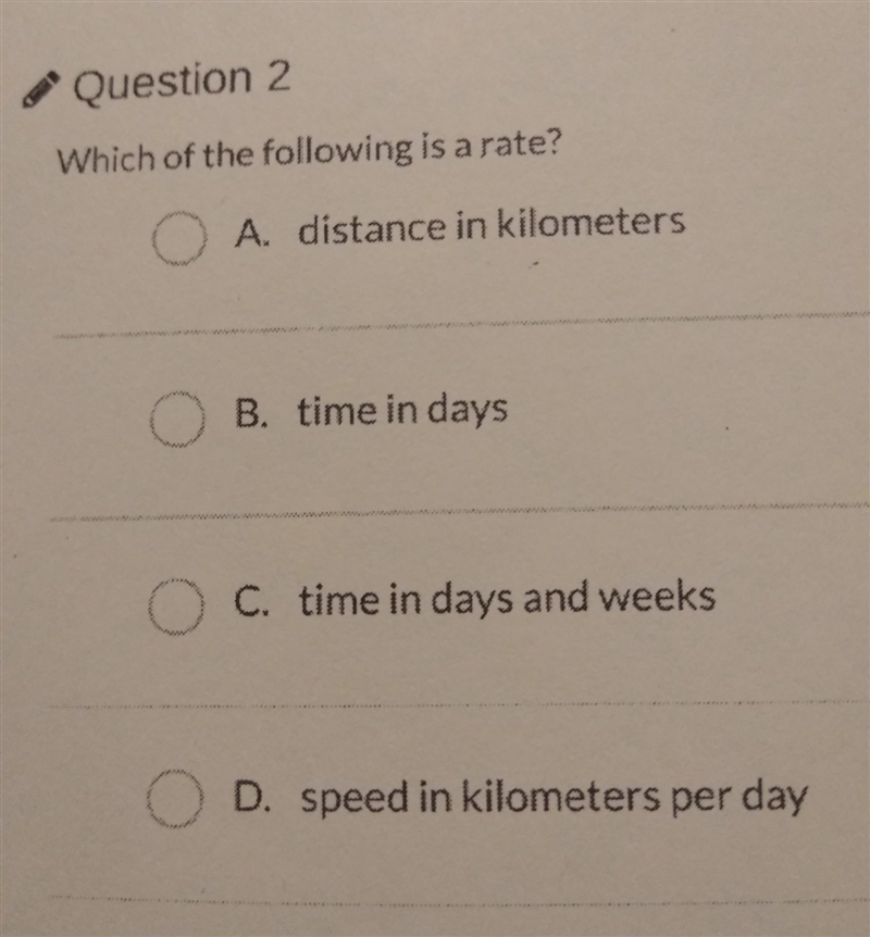 Which of the following is a rate?-example-1