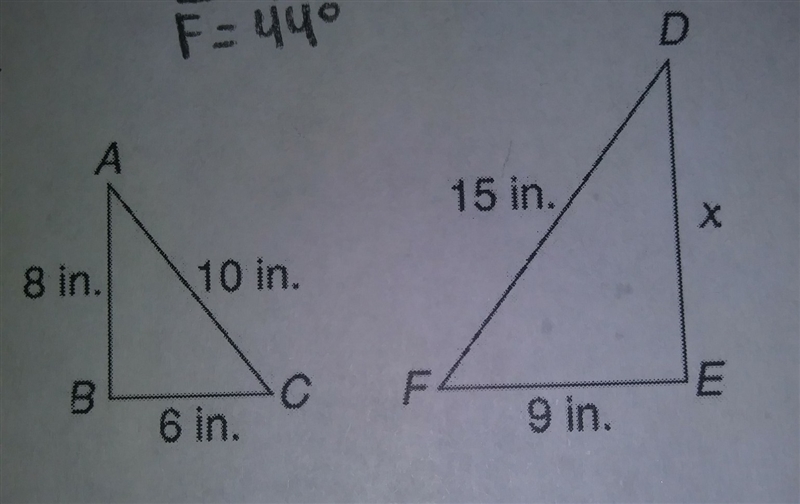 This is my math geometry... What does x equal on the shape to the right?-example-1