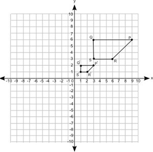 Which set of transformations was performed on PQSR to form P'Q'S'R'? A dilation factor-example-1