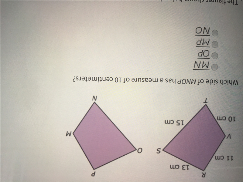 (PLZ ASAP, ANY HELP IS AMAZING) Quadrilaterals RSTV and MNOP are congruent, The measure-example-1