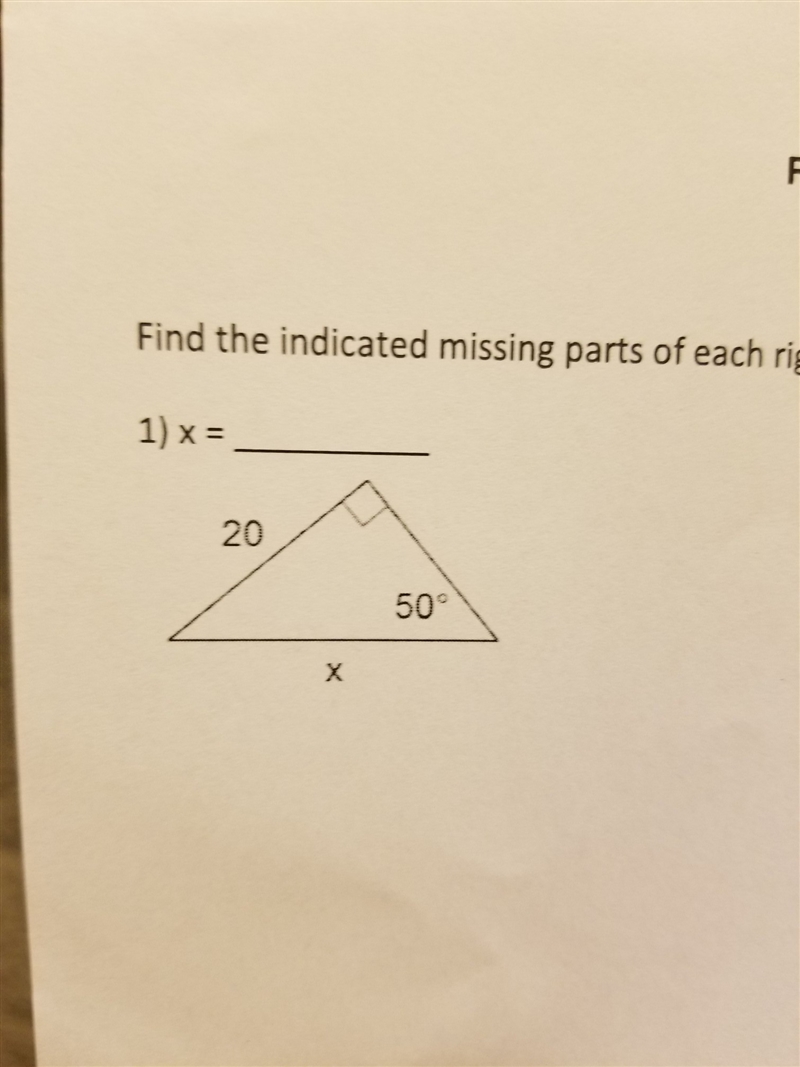 Find the missing part of the right triangle-example-1