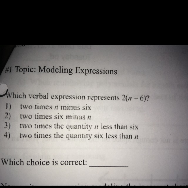 Which verbal expression represents 2(n-6)-example-1