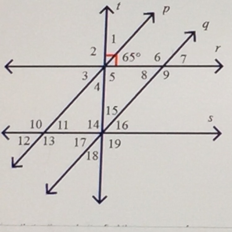 HELP! Given that p||q and r||s Find the measure of 15-example-1