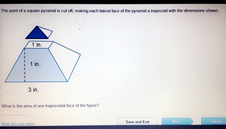 What is the area of one trapezoidal face of the figure?-example-1