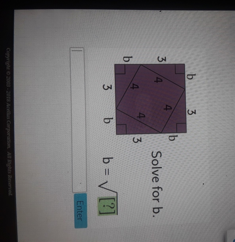 Solve for b Pythagorean-example-1