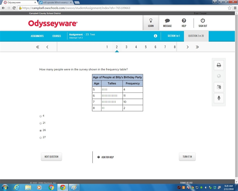 How many people were in the survey shown in the frequency table?                                    42126 27-example-1