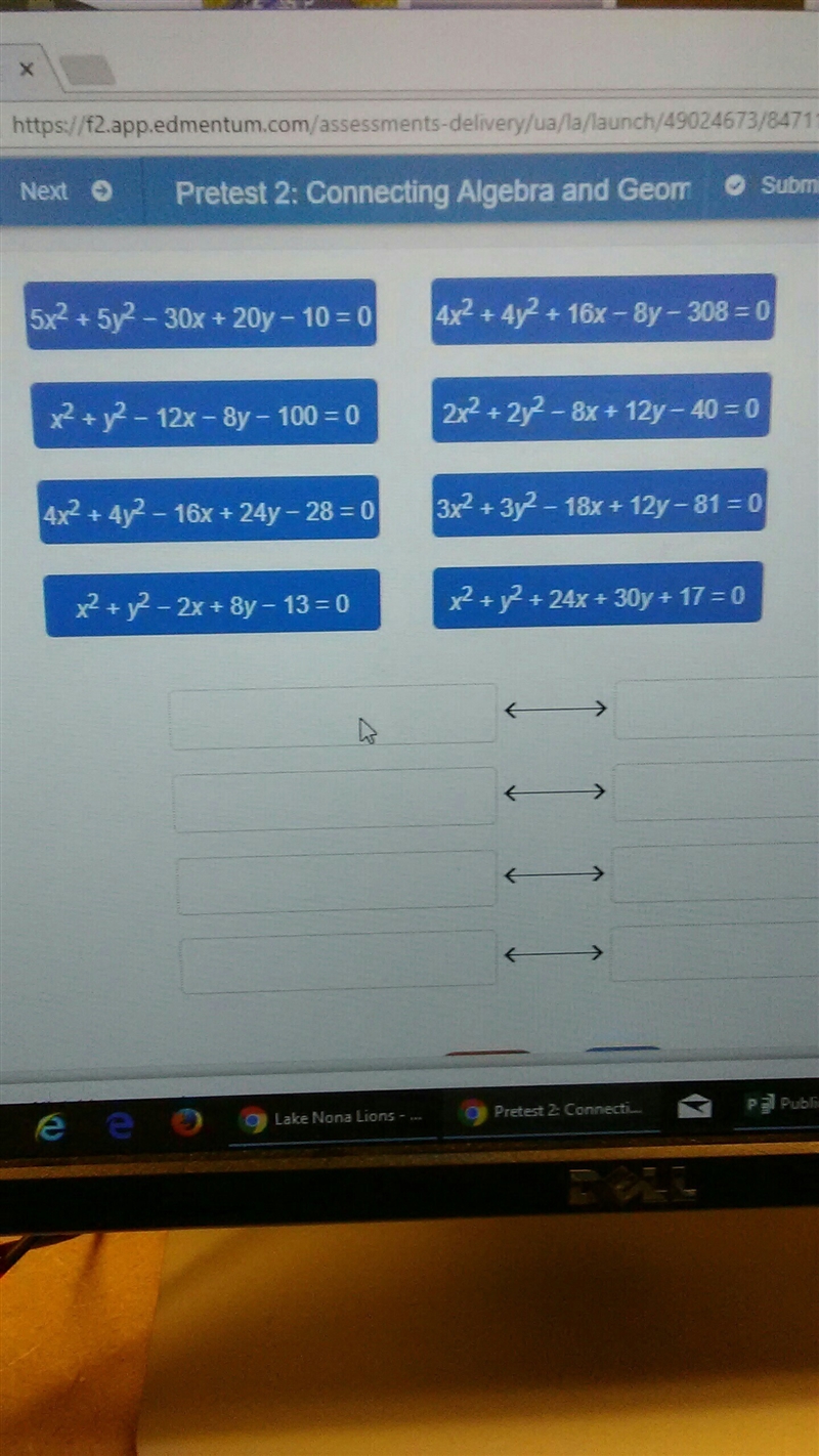 Match the pairs of equations that represent concentric circles-example-1