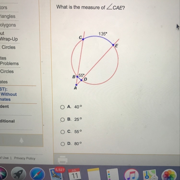 Only serious answers What is the measure of angle CAE-example-1