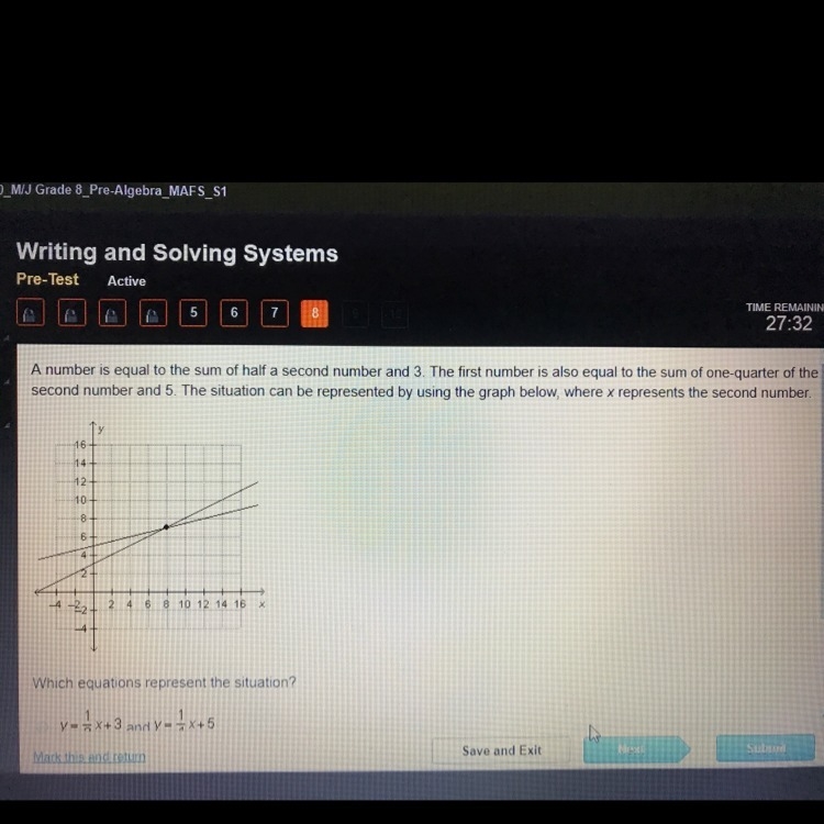 PLEASE HELPPPPPPPP a. y=1/2x+3 and y=1/4x+5 b.y=3x+1/2 and y=5x+1/4 c.y=2x+3 and y-example-1