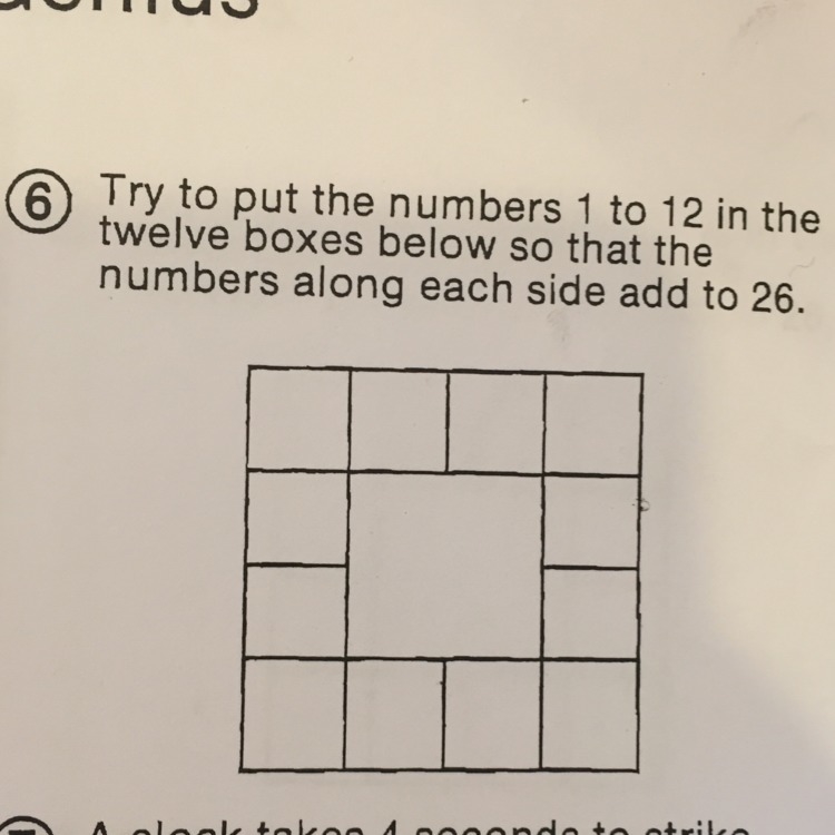 Try to put the numbers 1 to 12 in the twelve boxes below so that the numbers along-example-1