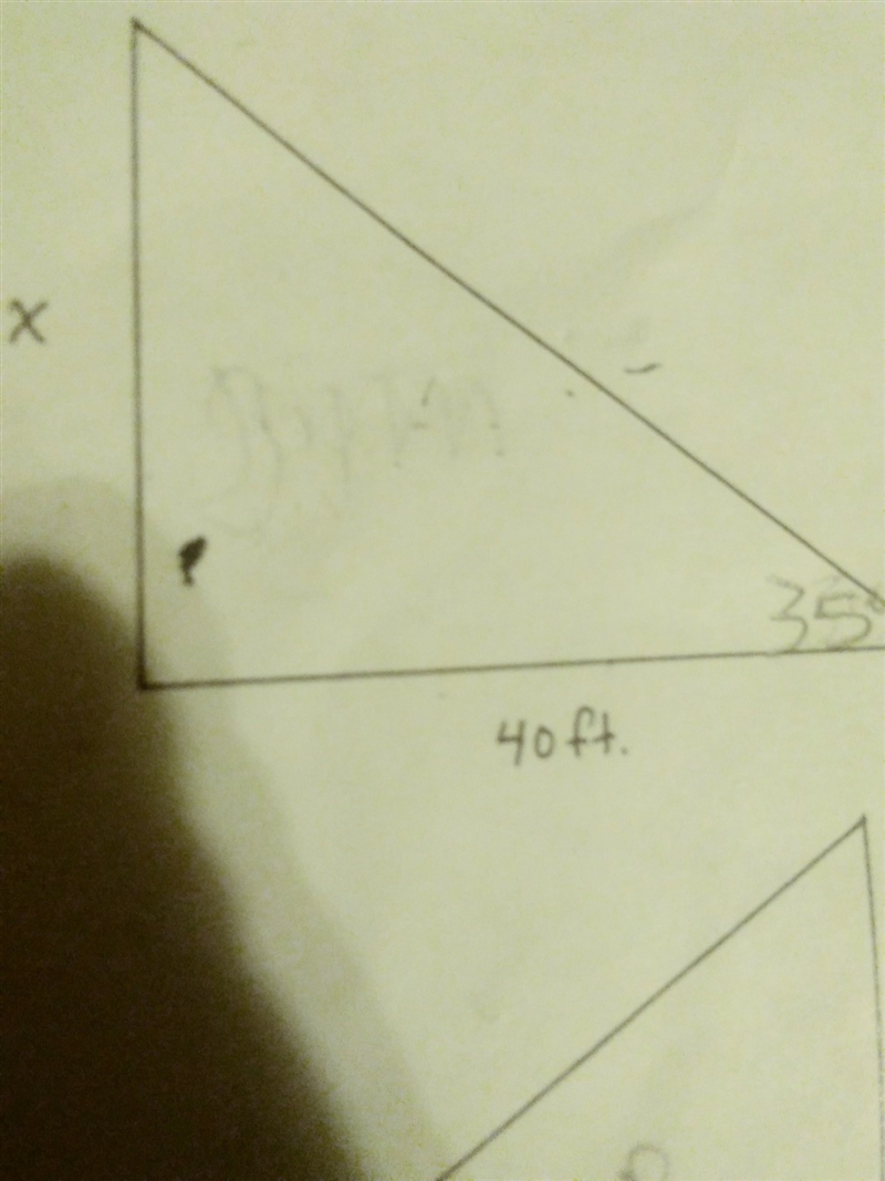 Trigonometry please help. explain how you got it. for example tan(23) = 44/× ----------- ------- 1-example-1