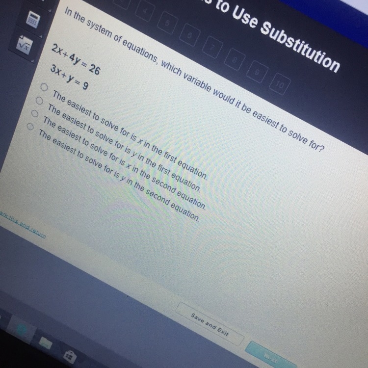 Which variable would it be easiest to solve for-example-1