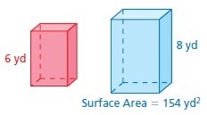 The solids are similar. Find the surface area S of the red solid. Round your answer-example-1