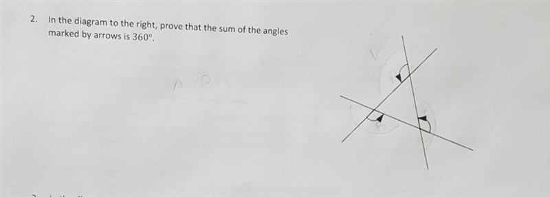 In the diagram to the right, prove that the sum of the angles marked by arrows is-example-1