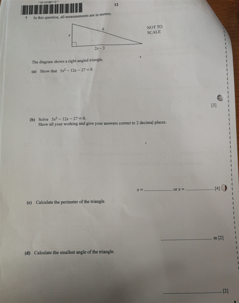 Please help me! i don't understand how 5x^2-12x-27=0 can be proven with the diagram-example-1