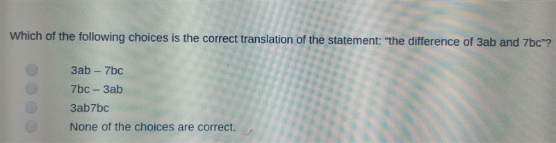 What is the difference of 3ab and 7bc-example-1