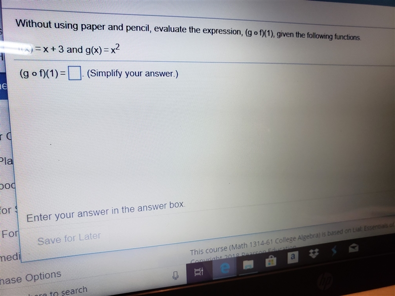 F(x)=x+3 and g(x)=x^2 (g of f)(1)=-example-1