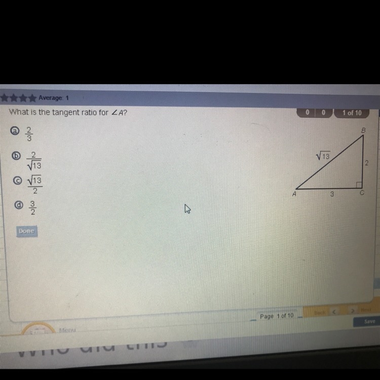 What is the tangent ratio for angle A?-example-1