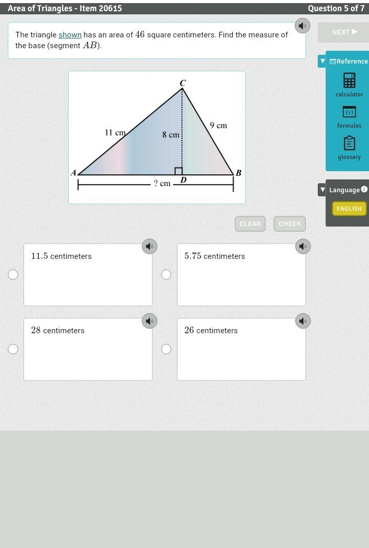 PLZZZZZZZ HELPPPP question:The triangle shown has an area of 46 square centimeters-example-1