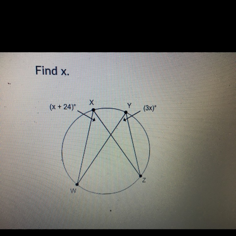 Find x a. 12 b. 20 c. 24 d. 32-example-1