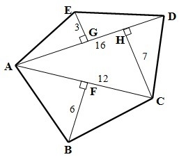 Find the area of the following polygons: Given: AC = 12, AD = 16-example-1