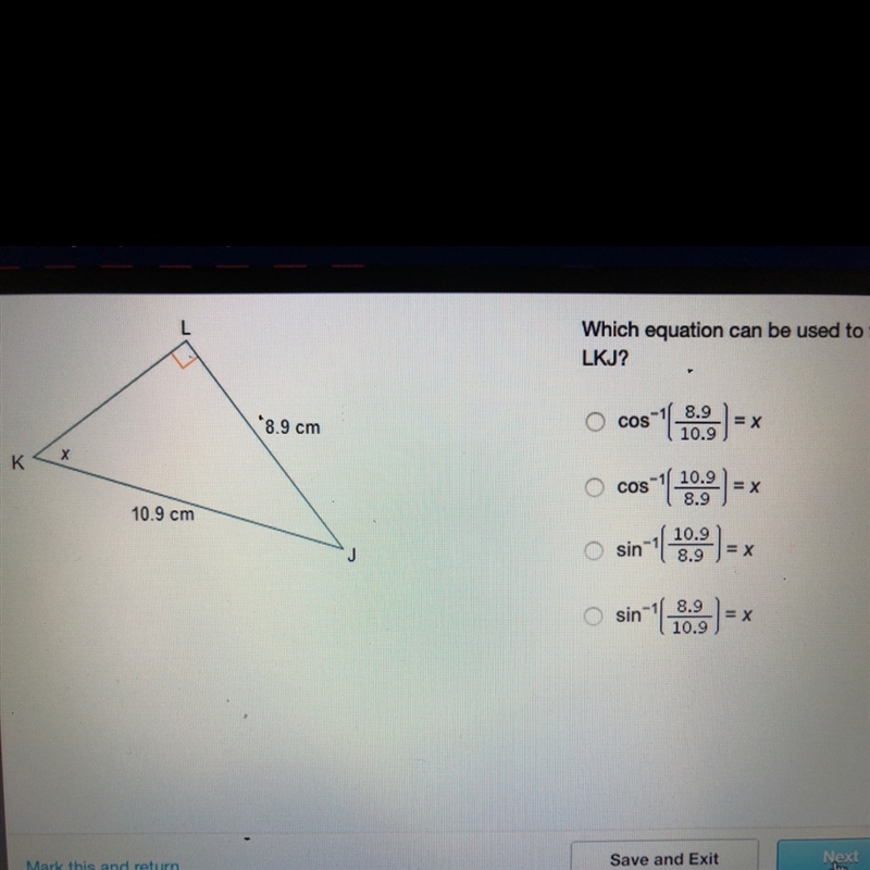 Which equation can be used to find the measure of angle LKJ?-example-1