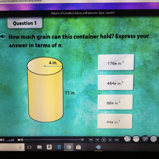 Does anyone know how much grain can this hold? Am i looking for volume of a cylinder-example-1