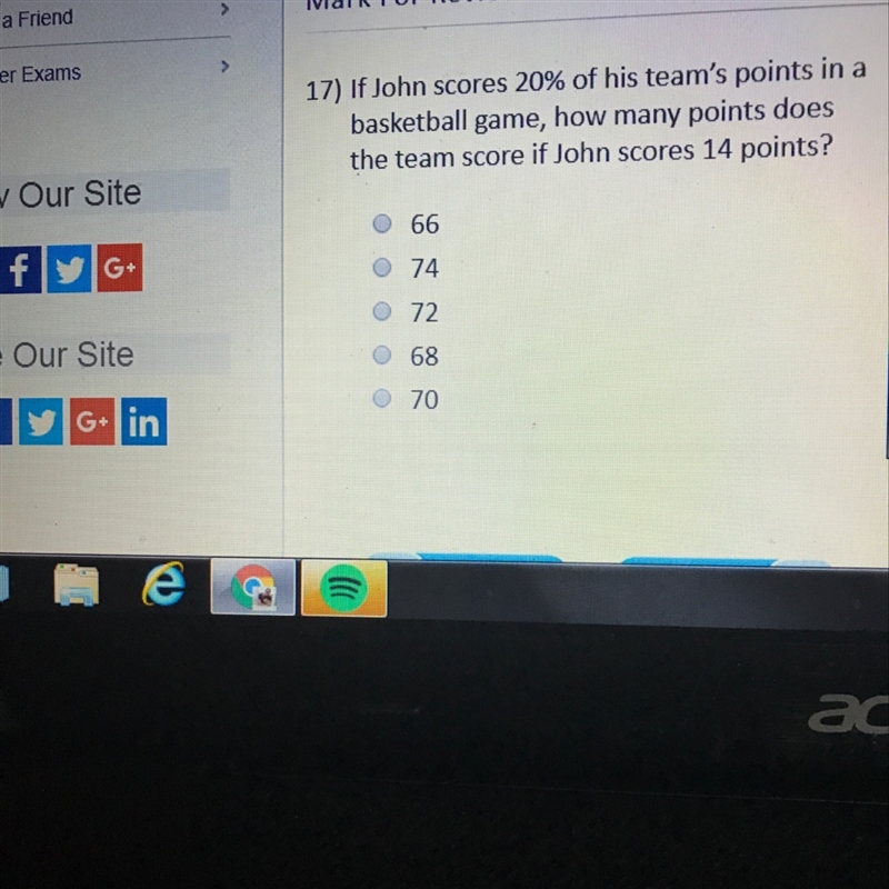 If John scores 20% of his team’s points in basketball, how many points does the team-example-1