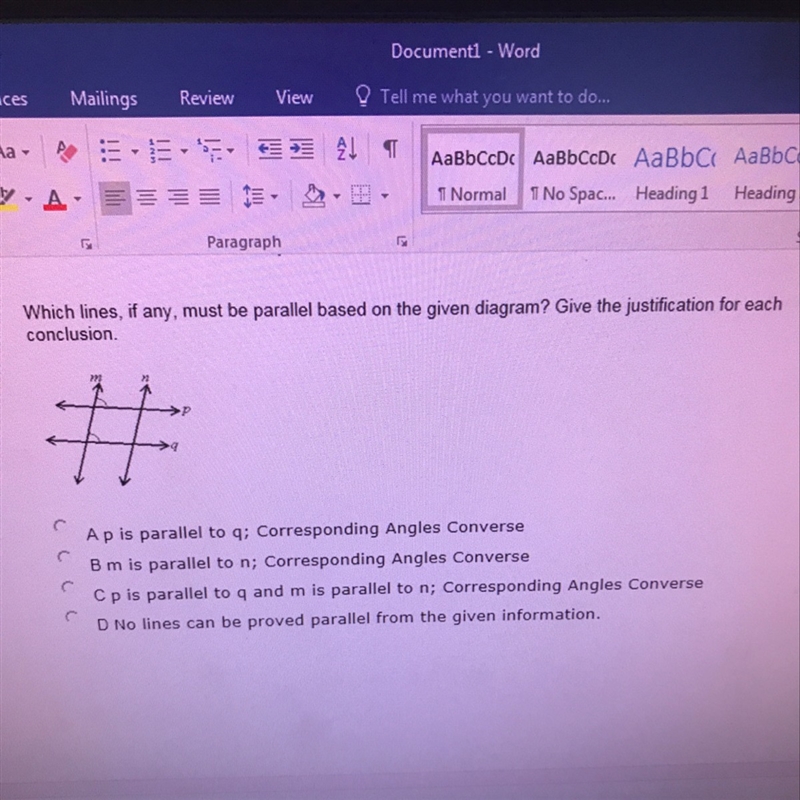 Which lines, if any, must be parallel based on the given diagram?-example-1