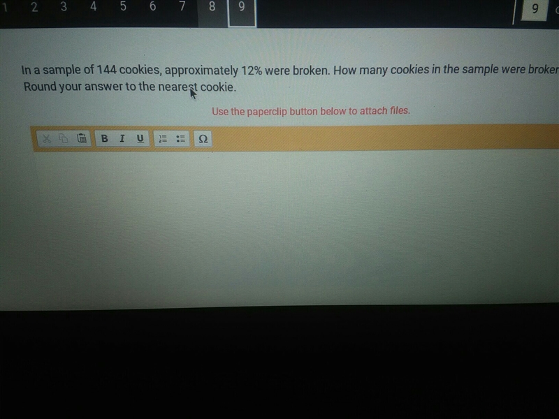 In a sample of 144 cookies approximately 12% are broken. how many cookies in the sample-example-1