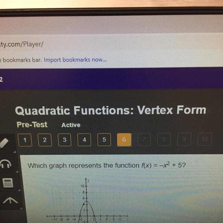 What graph represents the function f(x)= -x2+5?-example-1