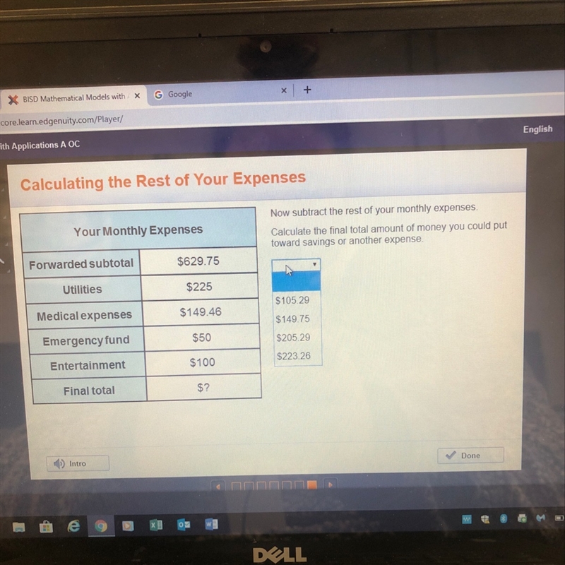 Calculate the final total amount of money you could put toward saving or another experience-example-1