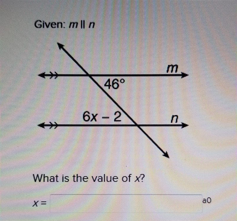 Given: m ll n What is the value of x?-example-1