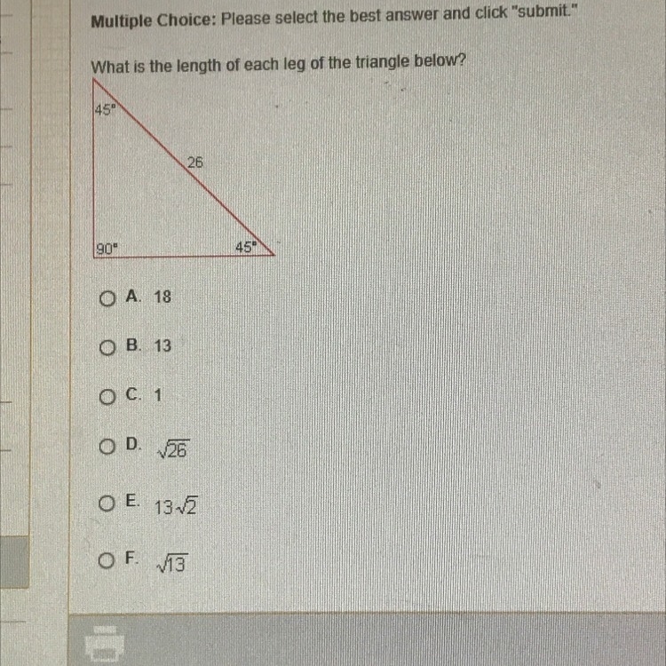 What is the length of each leg of the triangle below ?-example-1