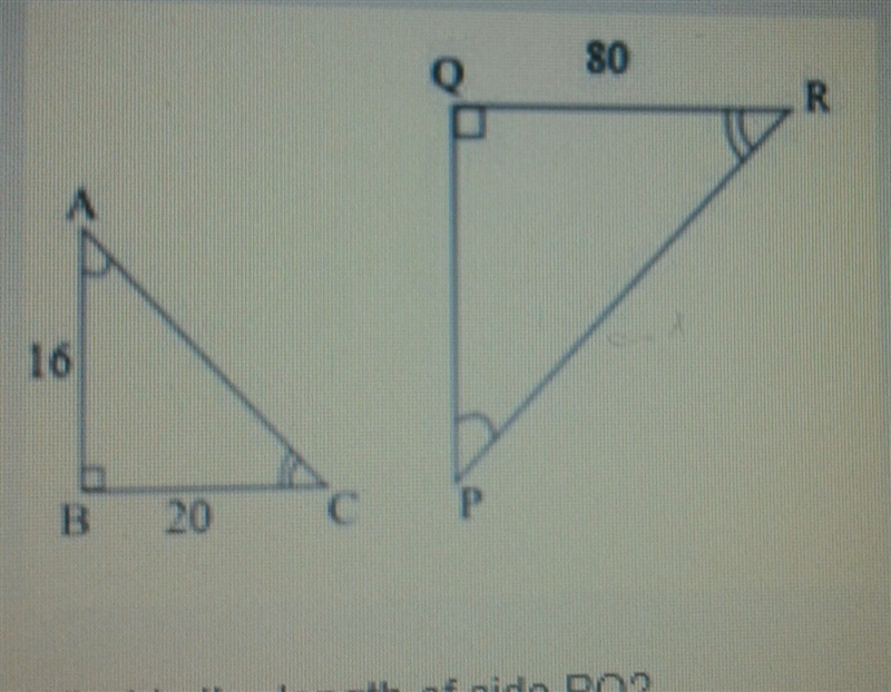 Please Help! In the figure below, triangle ABC is similar to PQR,as shown below: What-example-1