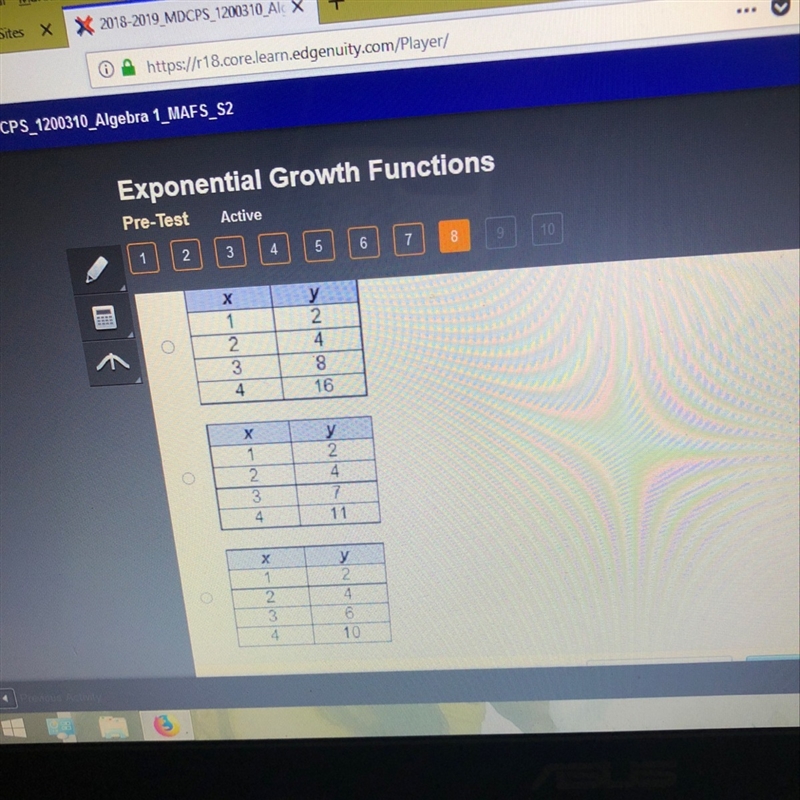 Which table shows exponential growth?-example-1