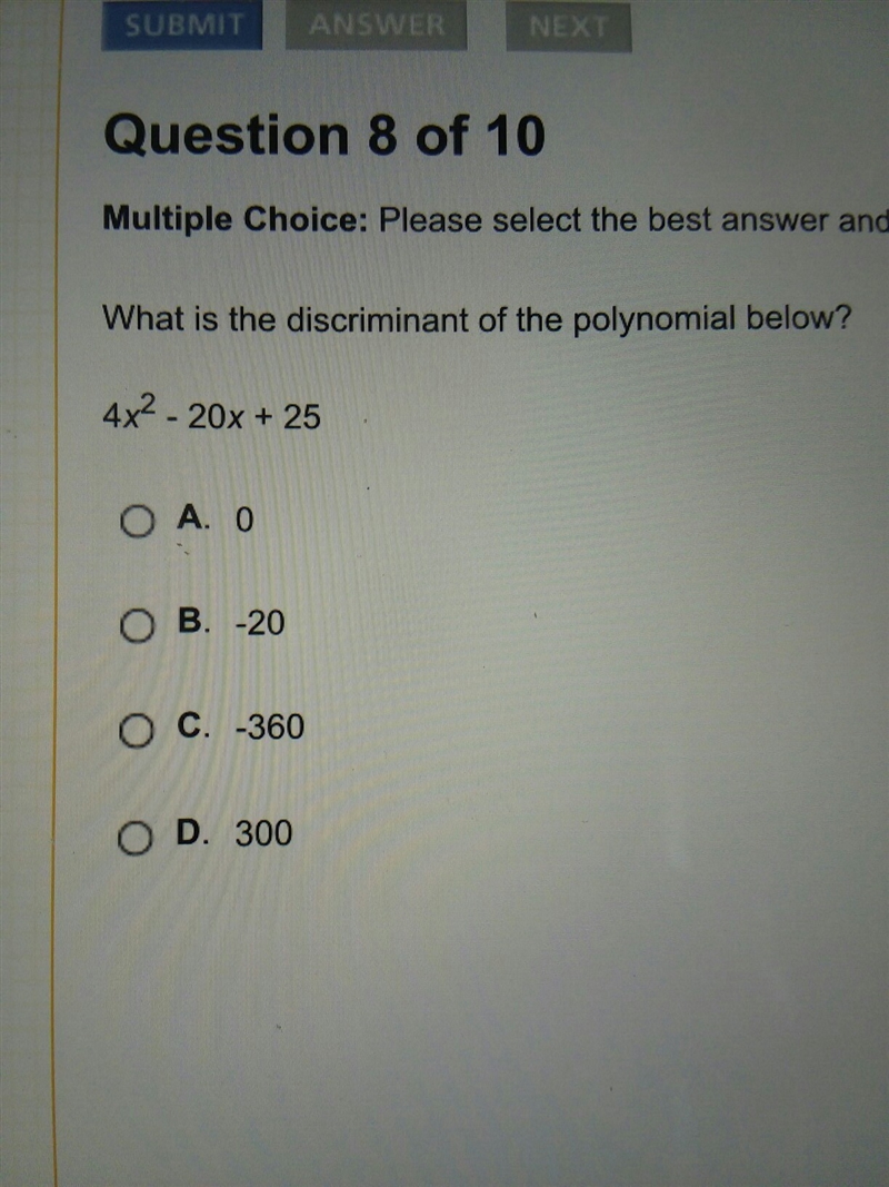 What is the discriminant of the polynomial below-example-1