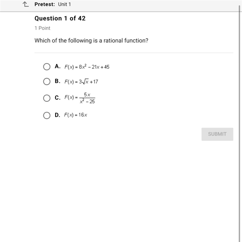 Which of the following is a rational function-example-1