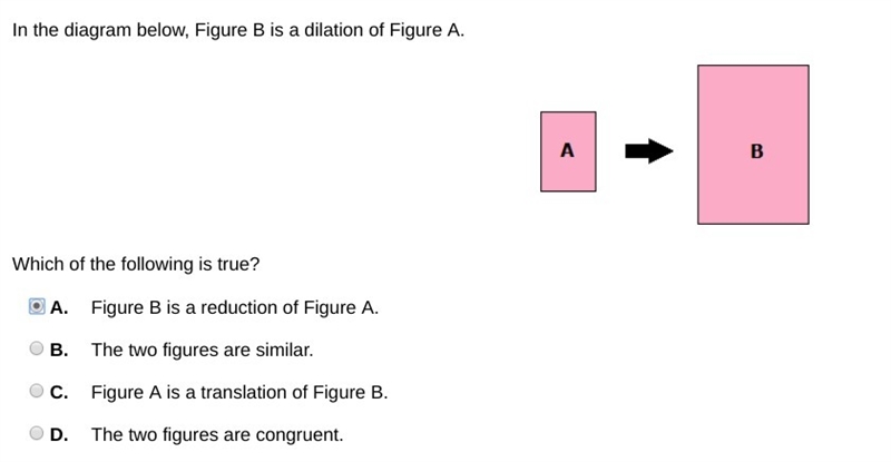 In the diagram below, Figure B is a dilation of Figure A. Which of the following is-example-1