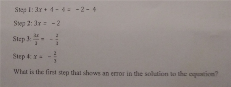 What is the first step that shows an error in the solution to the equation-example-1