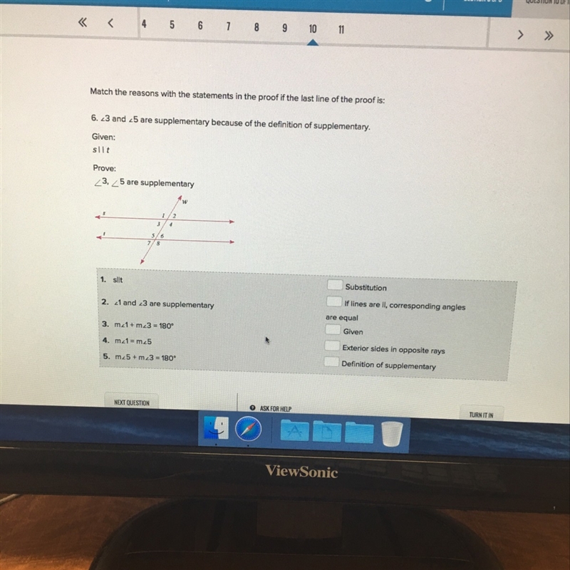 Match the reason with the statements in the proof if the last line of the proof would-example-1