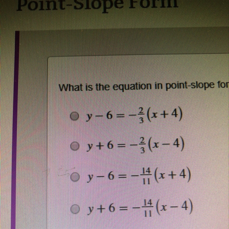 What is an equation of a line in point slope form that passes through the points (7,-8) and-example-1