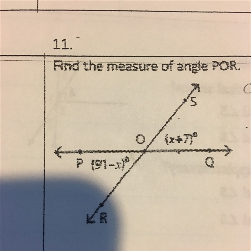 What is the measurement of angle POR-example-1