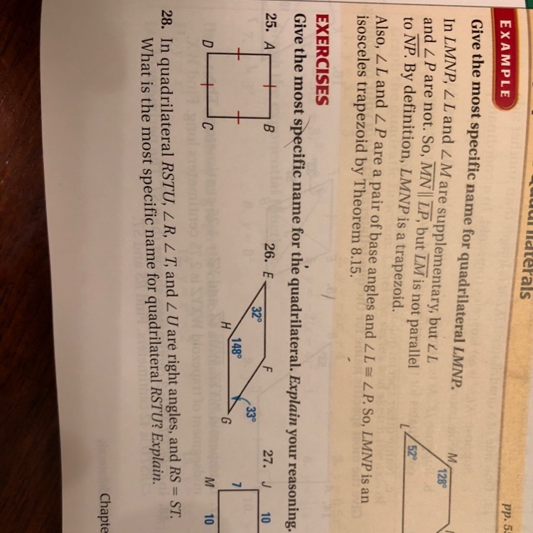 What is the most specific name for the quadrilateral on number #28?-example-1