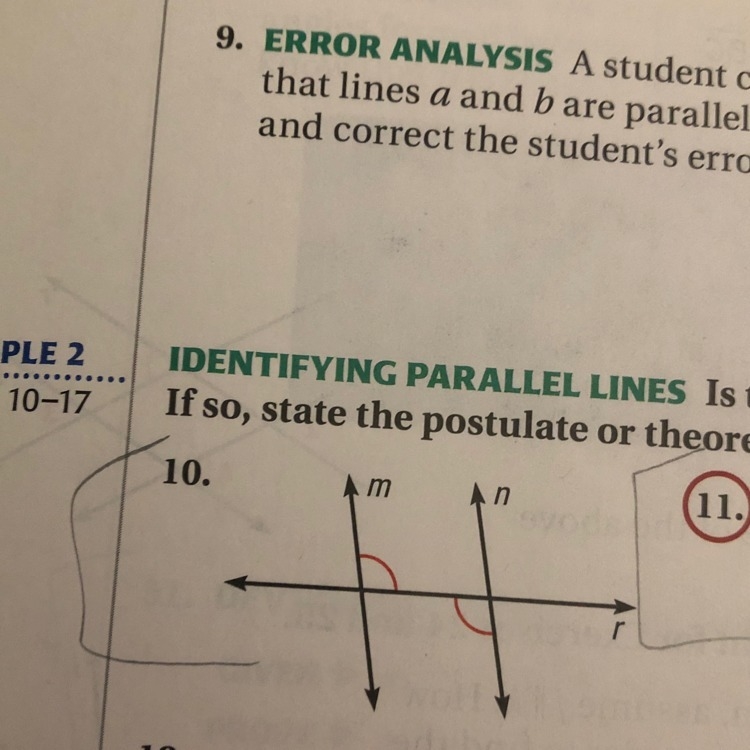 For number 10: is there enough information to prove that m is parallel to n... if-example-1