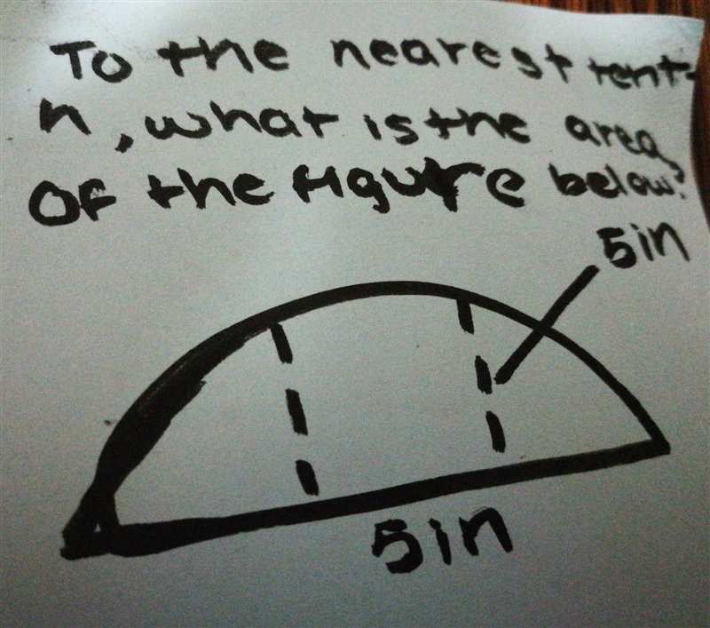 To the nearest tenth, what is the area of the figure below? use 3.14 for pi-example-1