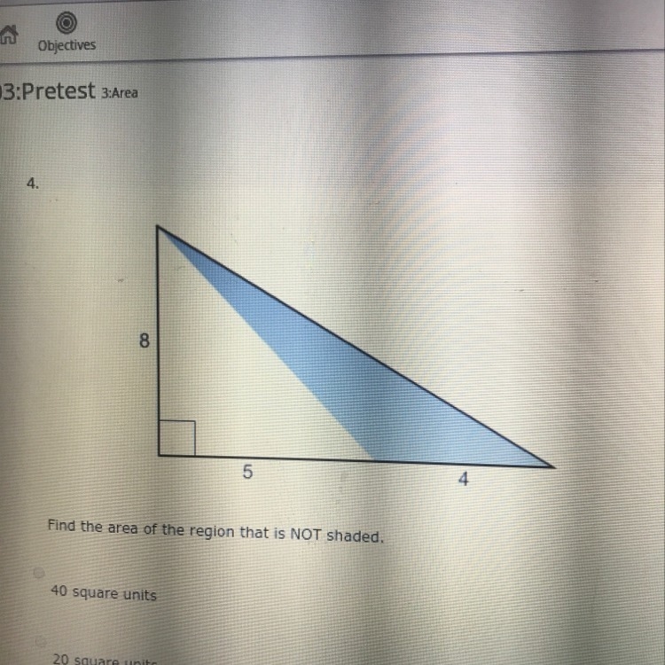 Find the area of the region that is not shaded-example-1