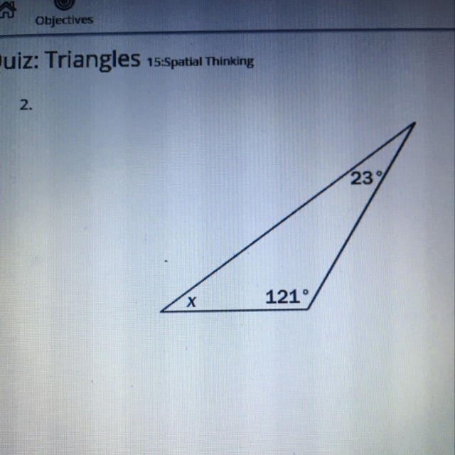 Find the value of x in the triangle.-example-1