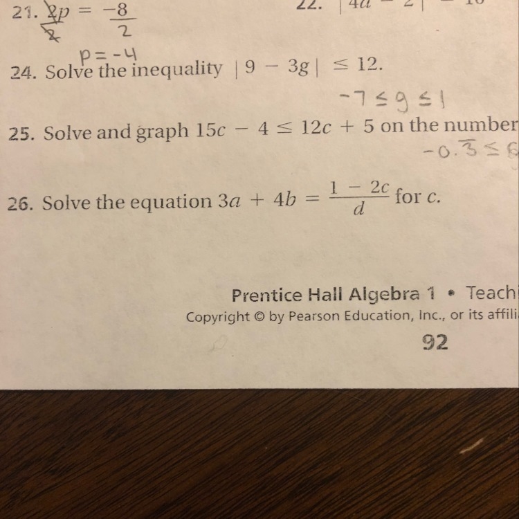 Solve 3a+4b=1-2c/d for c. (Can you please show all your steps?)-example-1