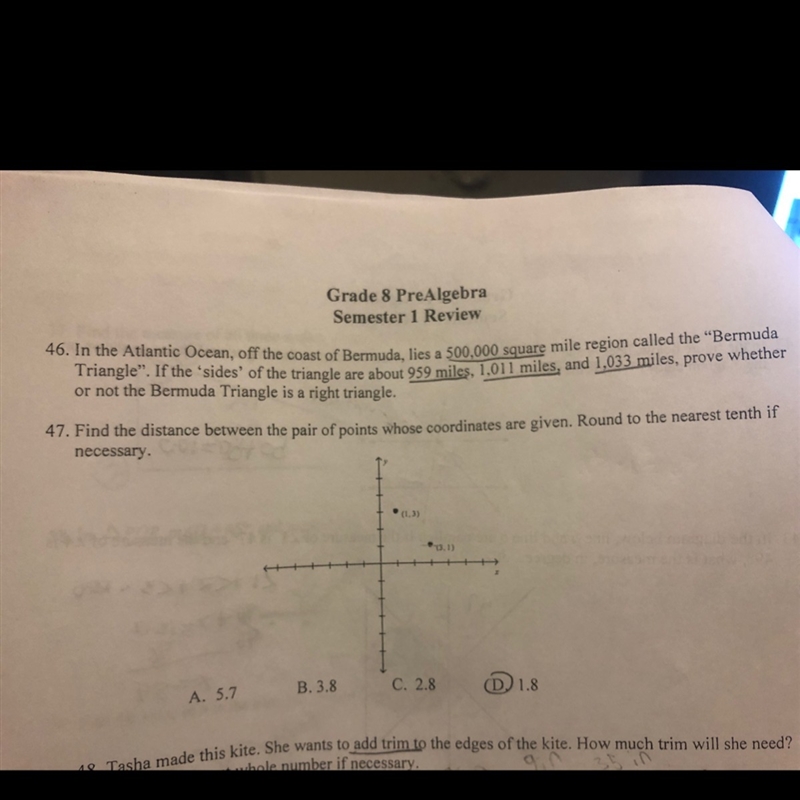 That u have to find the distance between the pair of points-example-1